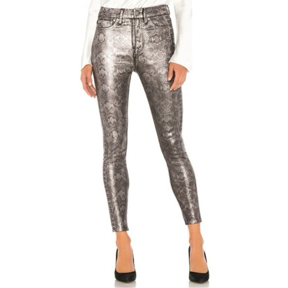 NWT 7 For All Mankind - High Waist Ankle Skinny in Coated Pewter Python - Sz 26
